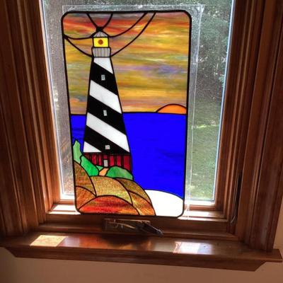 Sale Photo Thumbnail #201: Stained glass applique of lighthouse