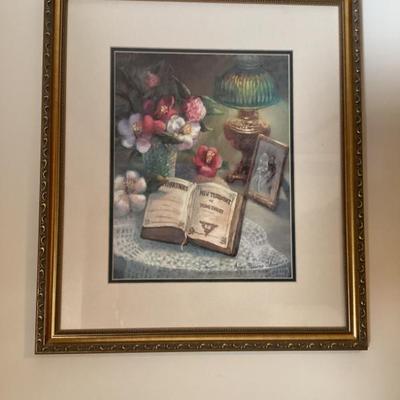 Sale Photo Thumbnail #230: Wall art vintage print by Albert Williams open book and florals