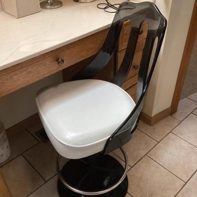 Sale Photo Thumbnail #264: Black and white swivel vanity chair