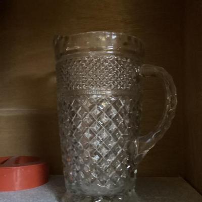 Sale Photo Thumbnail #319: Tall handled glassware diamond pattern