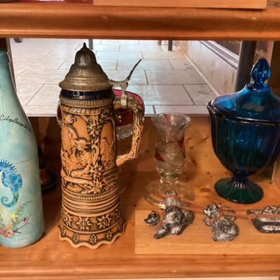 Sale Photo Thumbnail #203: Stein and blue candy dish