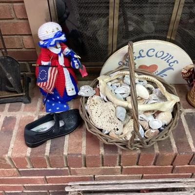 Sale Photo Thumbnail #124: Basket of shells welcome sign and rag doll
