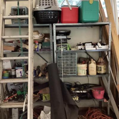 Sale Photo Thumbnail #103: Ladder pet carrier coolers and various tools