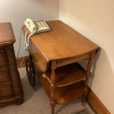 Vintage mid century drop leaf tea cart