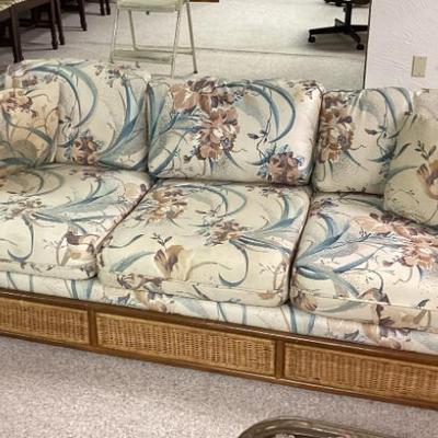 Sale Photo Thumbnail #245: Rattan couch with floral cushions
