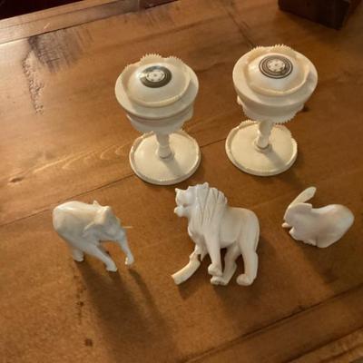 Sale Photo Thumbnail #141: Collection of carvings made of imitation ivory