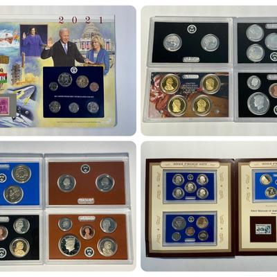 Proof Set Collections: 2009 Presidential Dollars, 2020, 2021, 2022 Proof Sets 