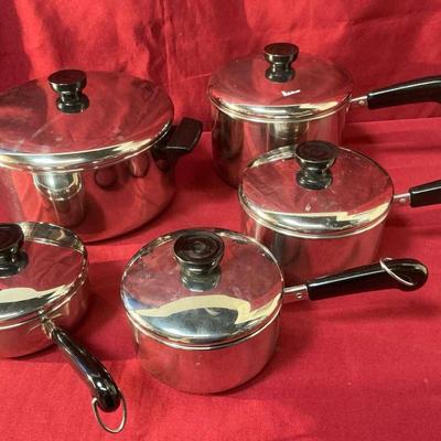 Revere Ware Stainless Pans With Lids 