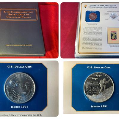 U.S Commemorative Silver Dollar Collector Panels (9 Silver Dollars)