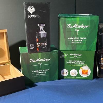 Cocktail Smoker, Guinness Glasses, Humidor, Decanter, And Ice Makers 