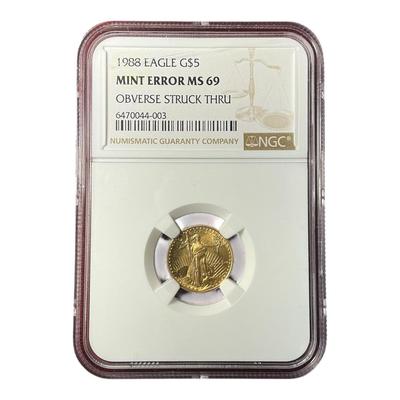 1988 NGC MS-69 Mint Error $5 Gold Eagle 