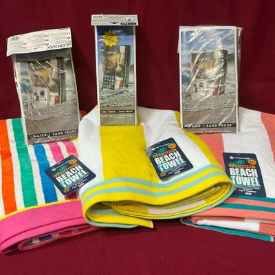 New Large 6’ Beach Towels And Locsack Bags 