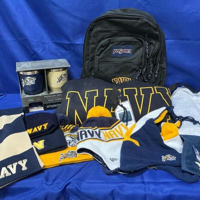 Naval Academy Cups,backpack, Blanket, And Hats 