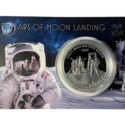2019 Barbados .999 Silver $5 “50 Years of Moon Landing” 1 Oz Coin 