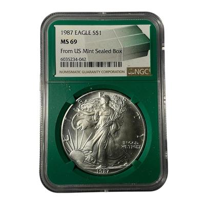 1987 NGC MS-69 American Silver Eagle 