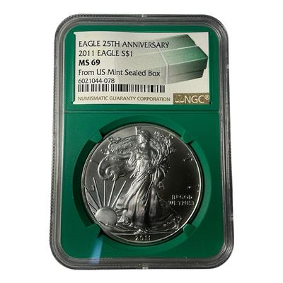 2011 NGC 25th Anniversary MS-69 American Silver Eagle 