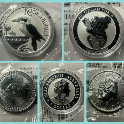 Australia & Great Britain Brilliant Uncirculated .9999 Silver 1 Oz Coins 