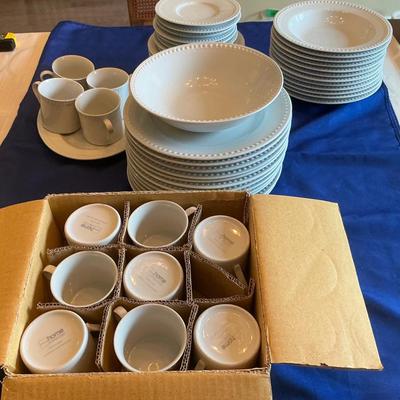JC Penny Home White Classic Beaded Dinnerware 