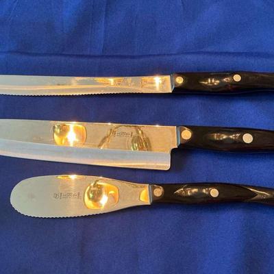 Cutco 1768 Spreader, 1725 9” Knife , 1723 9” Serrated Knife 