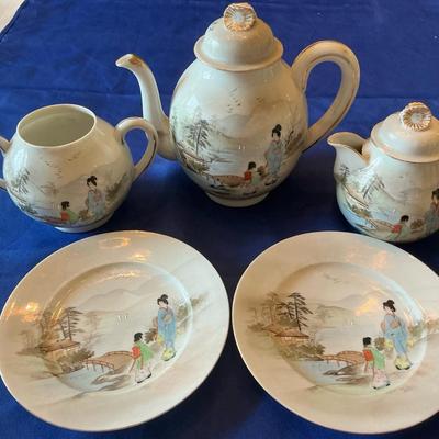 Asian Tea Set Hand Painted 