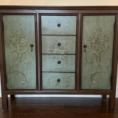 Floral Hallway Cabinet w/ Drawers