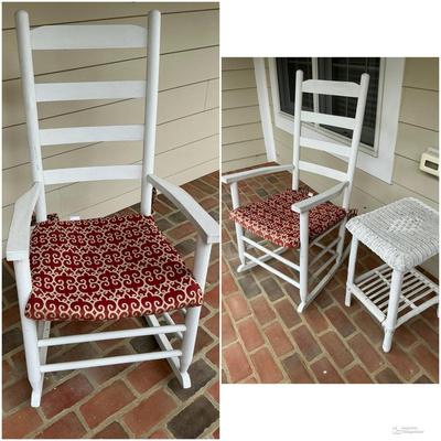 Set of Two Rockers and Wicker Table