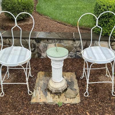 Two Bistro Chairs & Sun Dial 