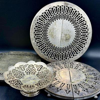 Silverplate Trivets & Stand 