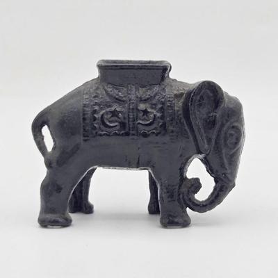 Metal Elephant Bank with Coins