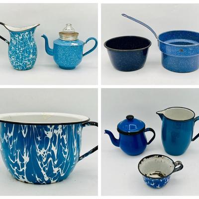 Blue & White Enamelware Collection including Antiques