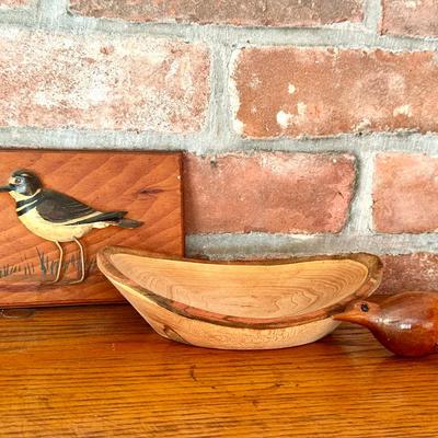 Hand Carved Killdeer & (2) More Wonderful Wooden Items 