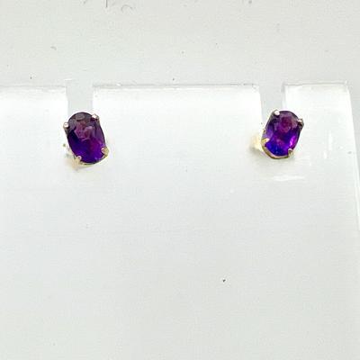Sparkling Purple Jewelry Stud Earrings 14KT GF