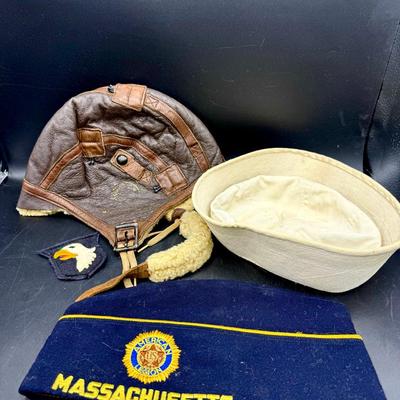VINTAGE WWII LEATHER AVIATOR HELMET & More