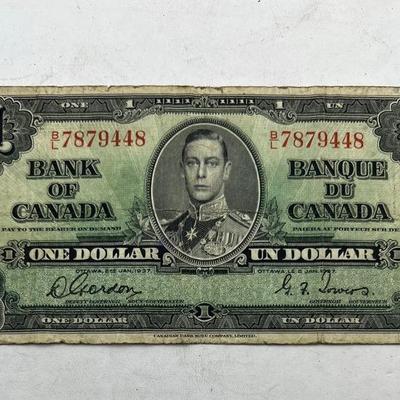 1937 One Dollar — Bank of Canada — Banque du Canada