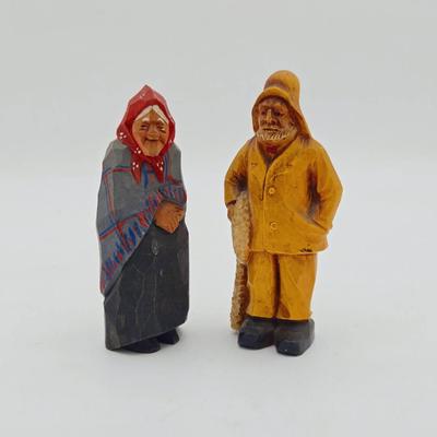 Charming Carved Man & Woman Figurines 
