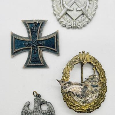 WWI & WWII German Military Iron Cross, Austrian Heimwehr Honor Badge & More