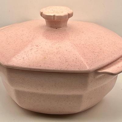 Mid Century Hoenig of California Pink Speckled Lidded Casserole