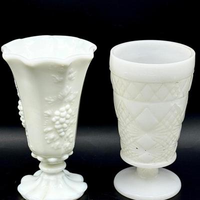 Hazel Atlas & Westmoreland Milk Glass Goblets