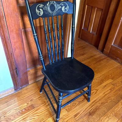 Black Wooden Engraved Chair 
