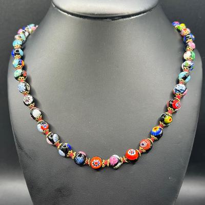 Gorgeous Millefiori Beaded Jewelry Necklace