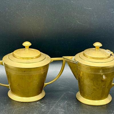 Brass Creamer & Lidded Sugar Bowl