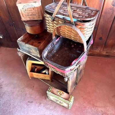 Wicker Baskets And Wooden Crates 
