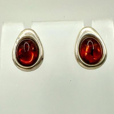 Sterling Silver Jewelry Amber Earrings