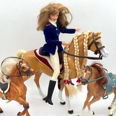 Horse Riding Barbie Doll, Barbie Walking Beauty horse & (2) More Horses