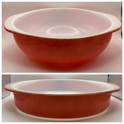 (2) Vintage 10” Flamingo Pink Pyrex Pieces ft. 2-Quart Casserole