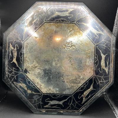 Very Old Mirror with Leaping Deer Border