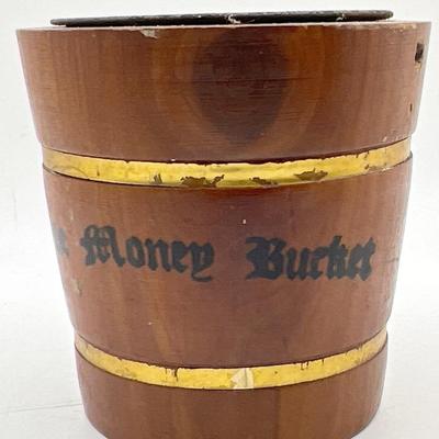 “The Money Bucket” Old Coin Bank Full of Coins