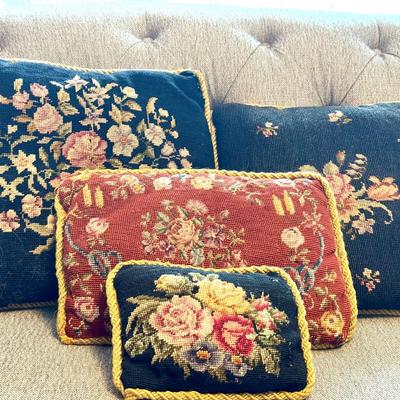 (4) Needlepoint Pillows