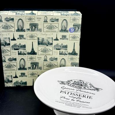 Duchamp & Cie "Epicerie Parisienne Pâtisserie" white ceramic cake stand