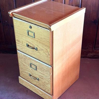 Two Drawer Wooden Filing Cabinet 